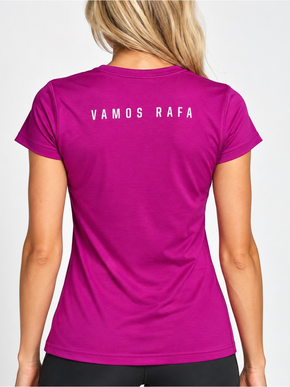 Nadal "VAMOS RAFA" Rare Women's Nike Dri-FIt Magenta T-Shirt V-Neck Size Small